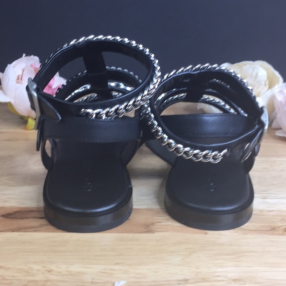 Coach Black Leather Chain Sandals 7.5 M - Picture 5 of 9